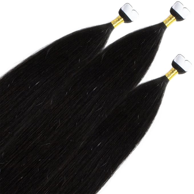 hair2heart Premium Mini Tape Extensions Echt haar - 12 tapes 50 cm 4/0 middenbruin