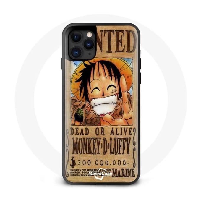 Coque Maniacase pour iphone 12 pro one piece luffy wanted - zwart