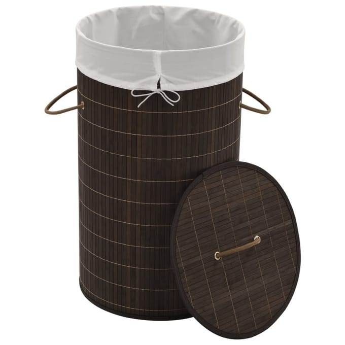 vidaXL - Wasmand - rond - bamboe - donkerbruin