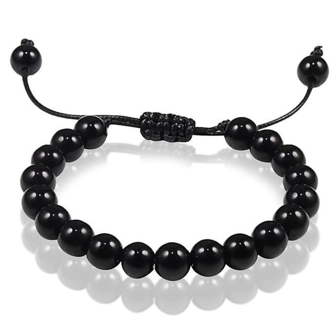 Verstelbare kralen armband Memphis Zwart Onyx 8mm