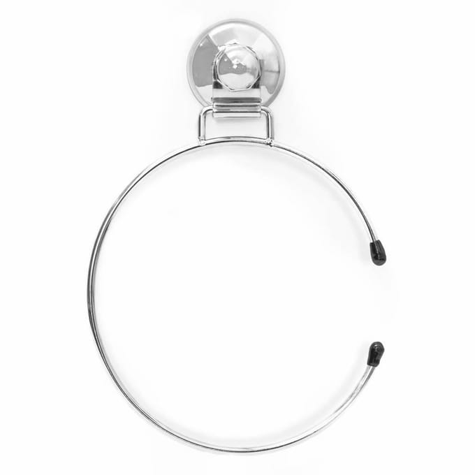 Handdoek ring met zuignap, Zilver Hoogglans