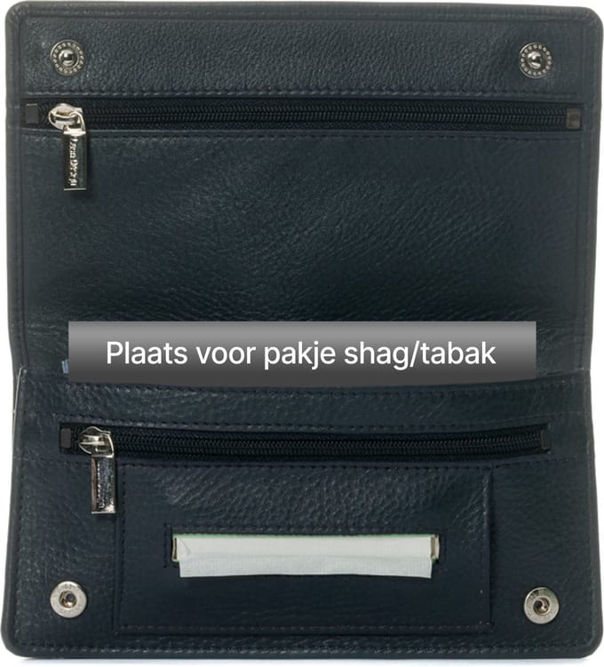 LeonDesign - Tabak etui - 100% leer - Donkerblauw - Handgemaakte Shag etui