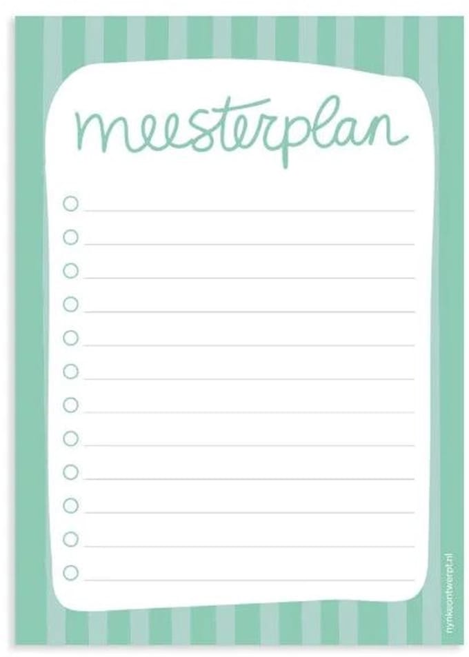 Notitieblok Meesterplan A6 – 50 vel – Cadeau voor Meester – Bedankje Schooljaar