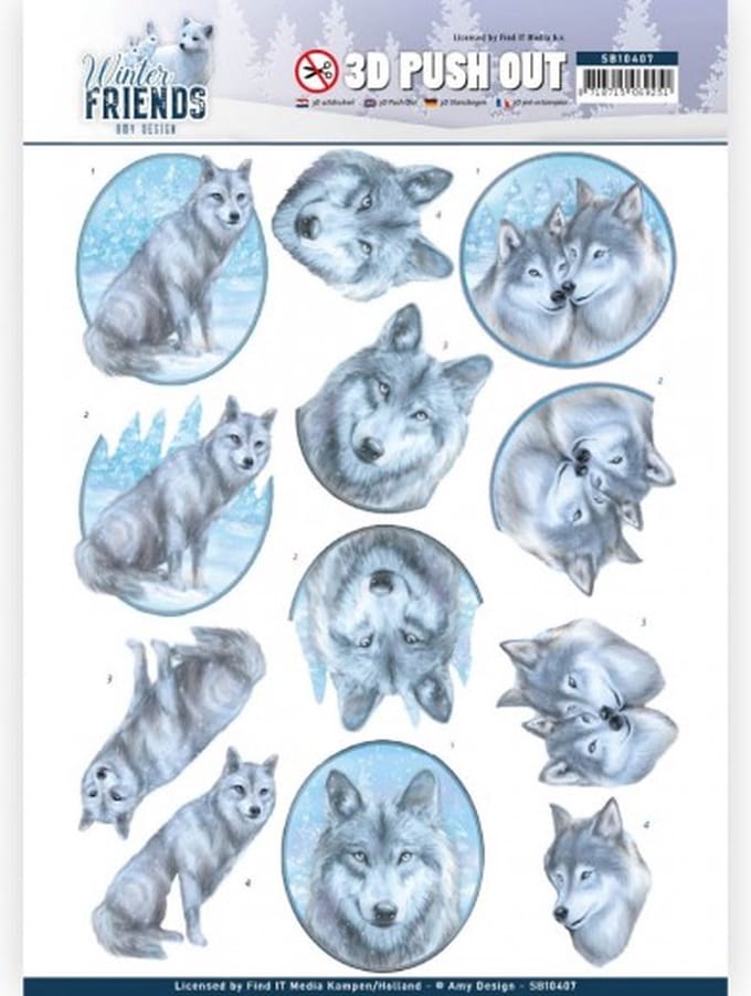 3D Pushout - Amy Design - Winter Friends - Winter Wolves