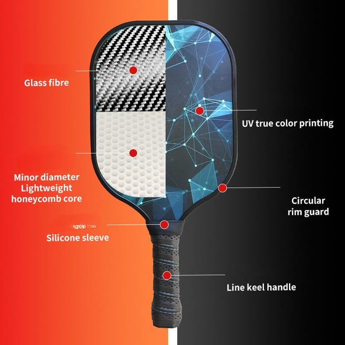 Glasvezel Pickleball Racket Set Koolstofvezel Pickleball Racket Honingraat black