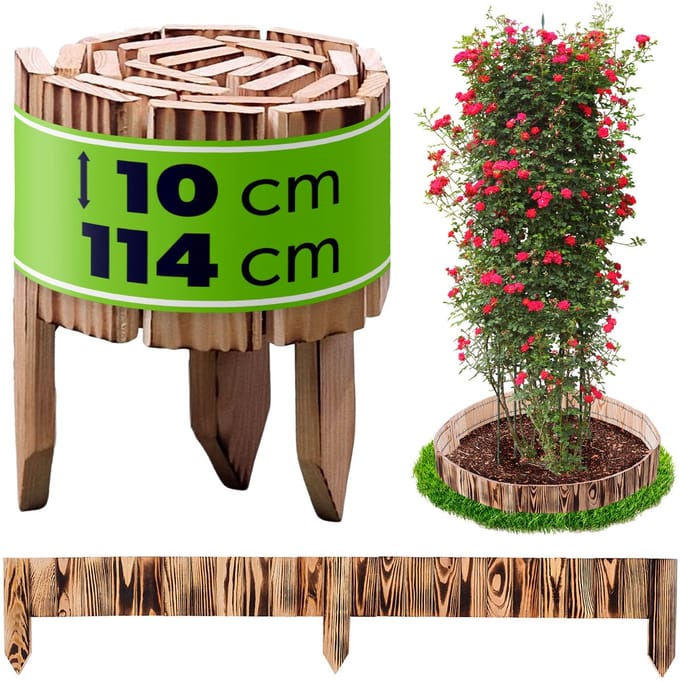 KADAX Houten schutting rolborder L110 H10cm bruin