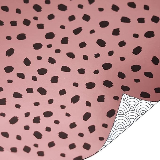 2 Kleine rollen Cadeaupapier 30x200 cm - 101 Dots roze - Ocean Waves