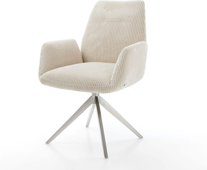 Gestoffeerde-stoel Zoa-Flex kruisframe breed roestvrij staal koord beige pocketveer kern