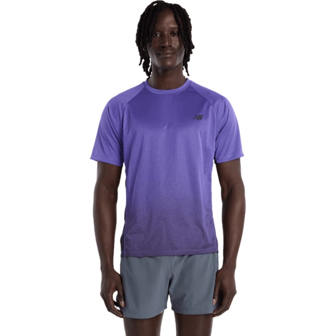 New Balance Tech T-shirts Heren - Paars - Maat S - Poly Jersey