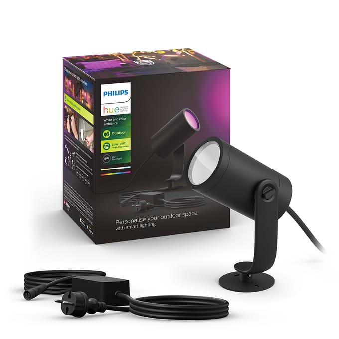 Philips Hue Lily tuinspot - wit en gekleurd licht - 1-spot - zwart - LowVolt - basis