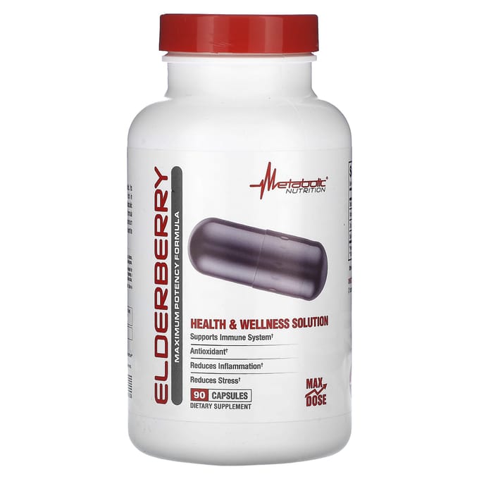 Metabolic Nutrition, Vlierbes, Formule met Maximale Kracht, 90 Capsules