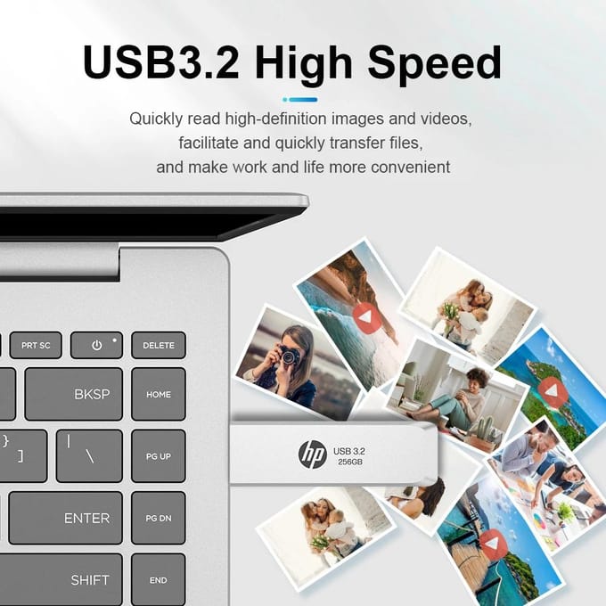 Clé USB HP 819w 3.2 Haute Vitesse Clés Stockage Externe Métal Clé USB Personnalité Créative Musique Voiture 32GB white