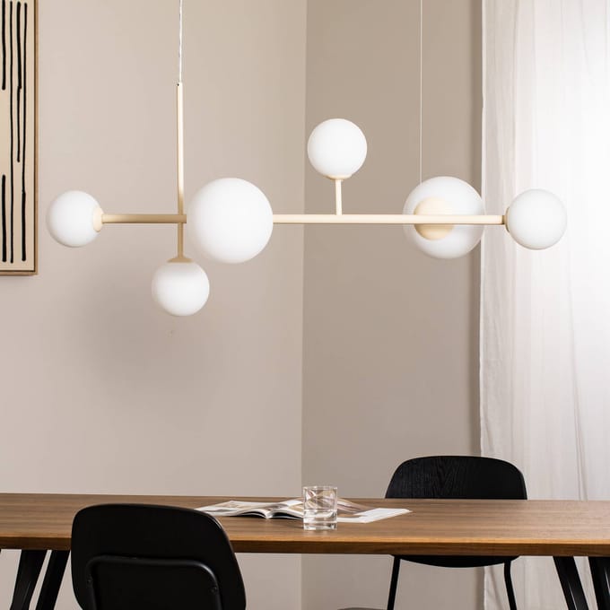 ALDEX Hanglamp Dione, opaal/crème, 6-lamps