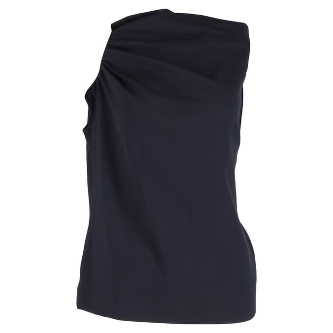 Escada gedrapeerde top van marineblauwe zijde