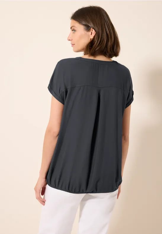 Blouse met korte mouwen in effen kleur