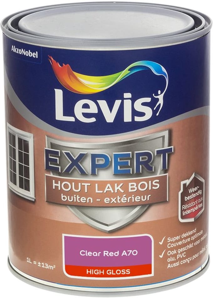 Levis - Expert Hout Lak Buiten High Gloss Mix - Clear Red A70 - Mengverf - 1 L