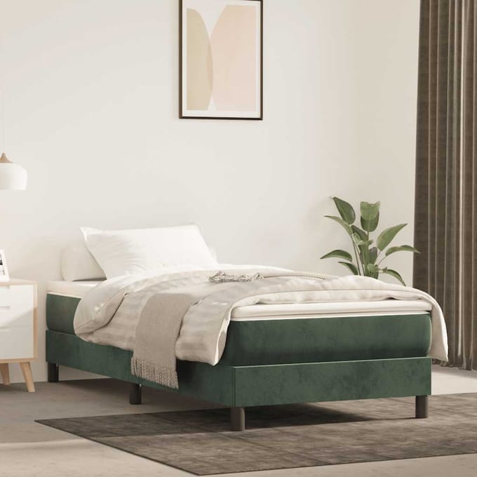 vidaXL - Pocketveringmatras - medium - 100x210x20 - cm - fluweel - donkergroen
