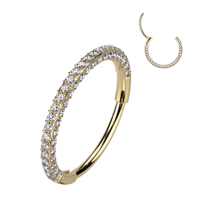 Piercing titanium ringetje rondom steentjes 0.8x7 - goud - LMPiercings