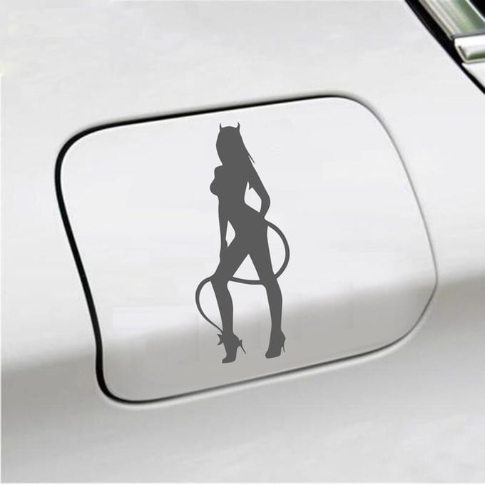 Bumpersticker - Vrouw Duivel - 7 X 16,5 - Antraciet