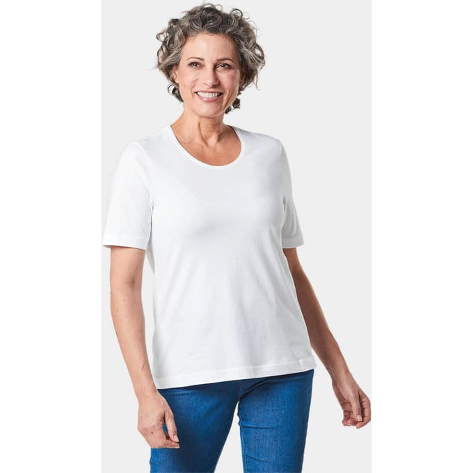 Basic shirt van puur katoen - wit - Gr. 46 van Goldner Fashion