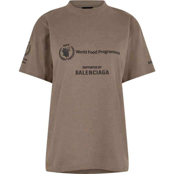 Balenciaga T-shirt voor dames van het Wereldvoedselprogramma (Taupe/Zwart)