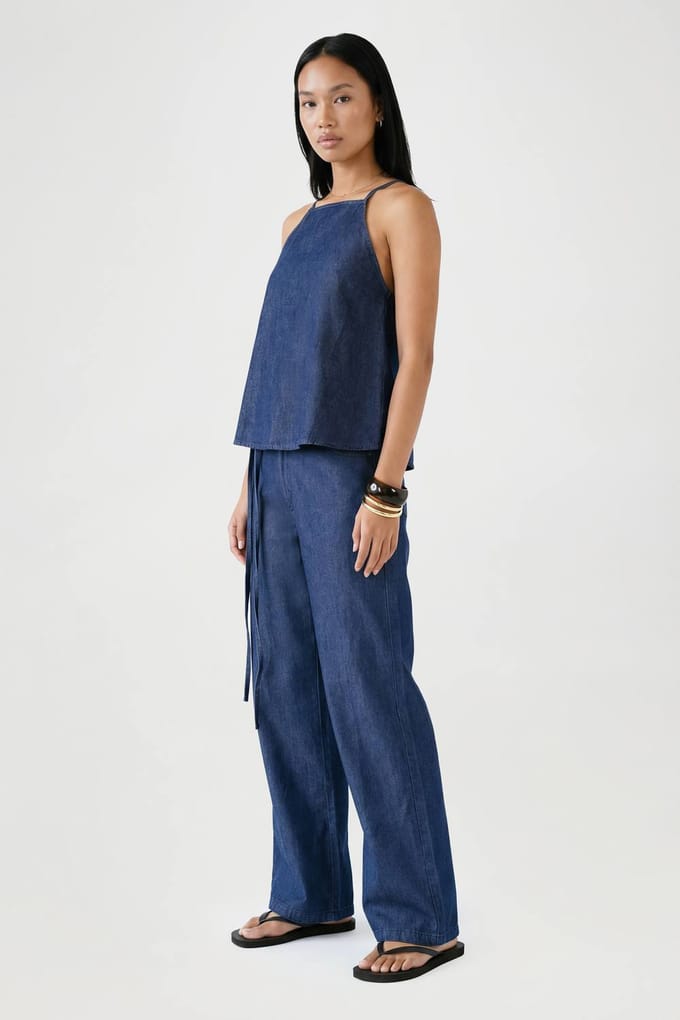 boohoo Dames Chambray Cami Top | Indigo | Maat: 34