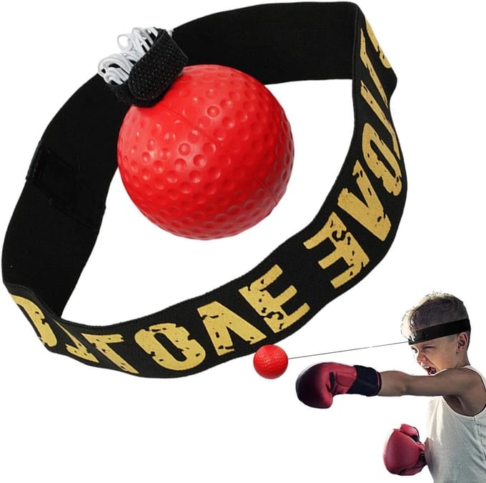 Reflex Bal Hoofdband - Boks Trainer - Verbeter Coördinatie - Verschillende Niveaus - 8x8x8 Centimeter - Rood