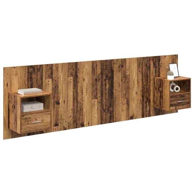vidaXL - Hoofdeinde - Met - Kast - 3 - st - Oud - Hout - Bewerkt - hout