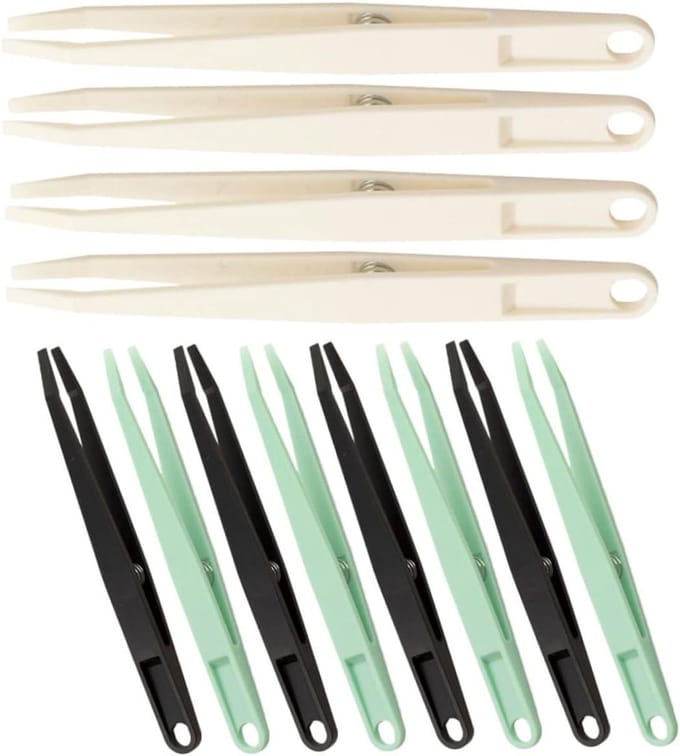Precisie Pincet Set - Ambachtelijke Tools - Hobby Projecten - Ergonomisch Ontwerp - 12 Stuks - Diverse Kleuren