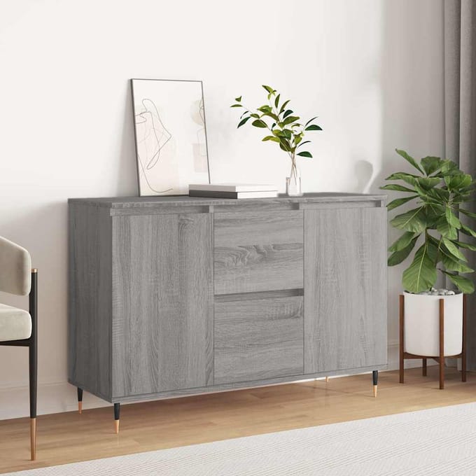 vidaXL - Dressoir - 101,5x35x70 - cm - bewerkt - hout - grijs - sonoma - eikenkleurig