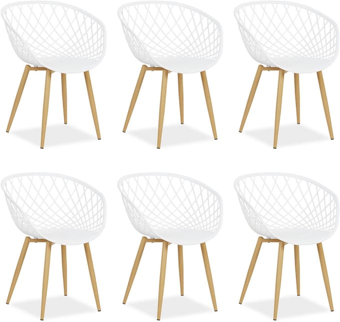 Homestyle4u Tuinstoelen - Set van 6 - Kunststof - Wit
