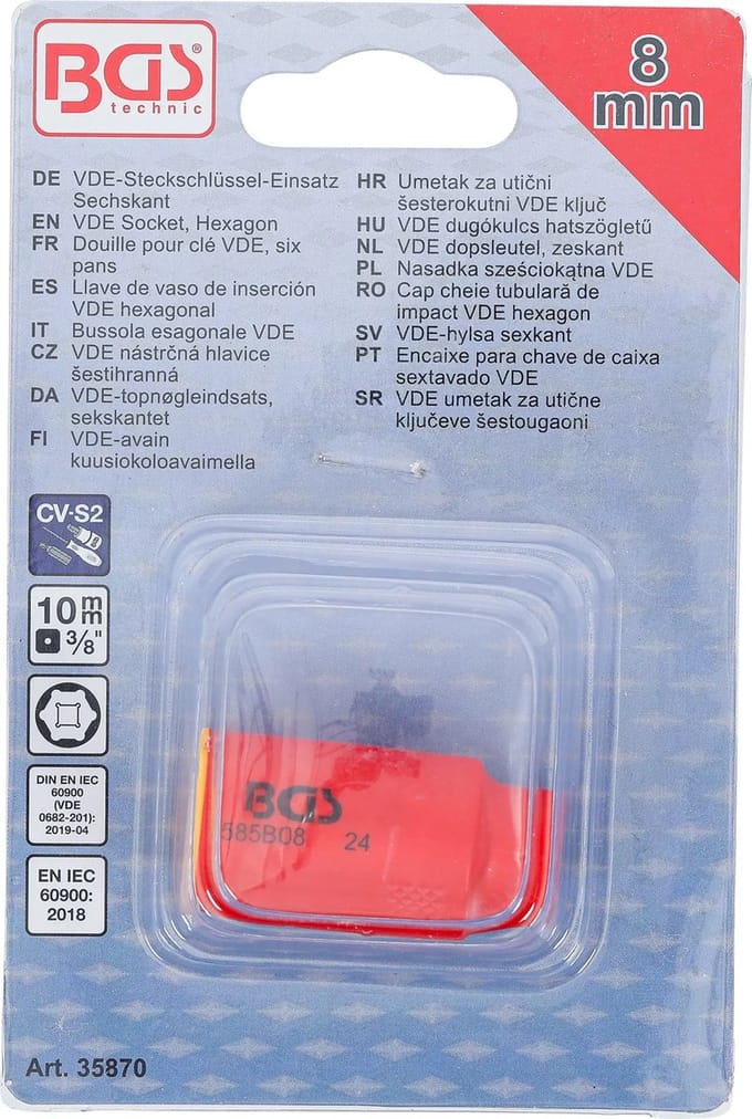BGS VDE dopsleutel, zeskant - 3/8 - 8 mm