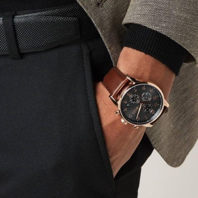 Montre pour homme Hugo Boss 1513496 Navigator Chronographe 44mm marron
