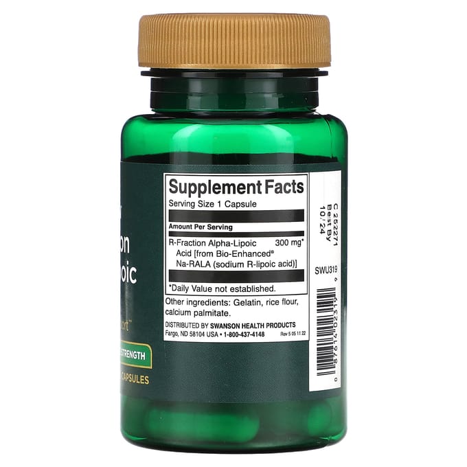 R-Fraction Alfa-liponzuur, 3x Sterkte, 300mg, 30 Capsules