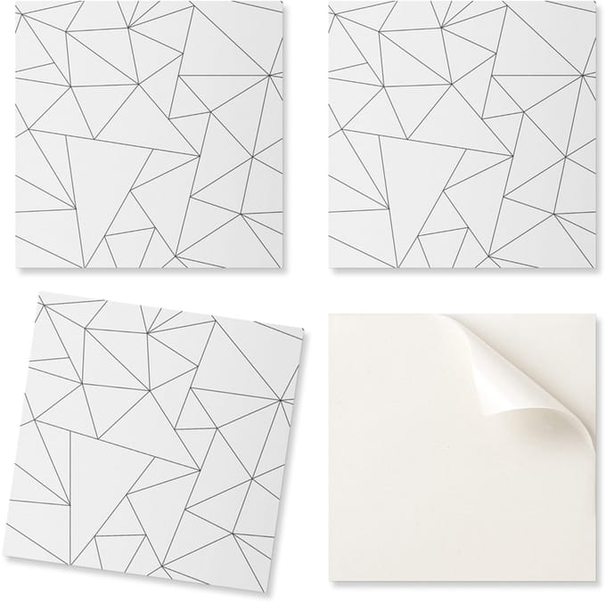 Set vinyltegels met abstract driehoekspatroon, 9x30x30 cm