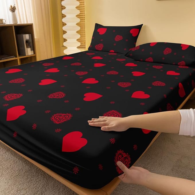 Couvre-lit sablé imprimé simple mode amour quatre saisons maison chambre hôtel Pillowcase*2 rouge