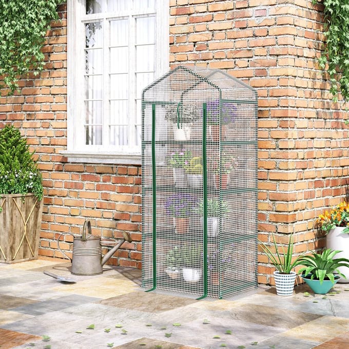 MODFU - Foliekas Met Roldeur - 4 Schappen - Stalen Frame Met Bodemframe - PVC - Wit - 70 X 50 X 160 Cm