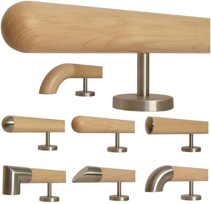 Houten trapleuning - Handgreep muur - Veilig traplopen - Halfrond gefreesd - 60 cm - Natuurlijk hout