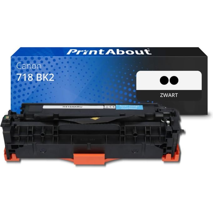 PrintAbout huismerk Toner 718 BK2 Zwart Multipack 2-pack geschikt voor Canon