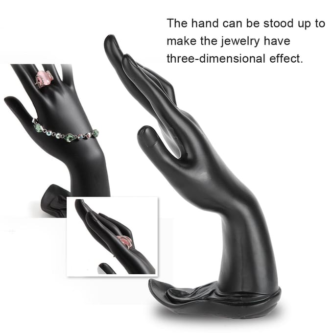 Hars Mannequin Hand Vinger Sieraden Ring Armband Display Houder Rek(Hars Zwart) black