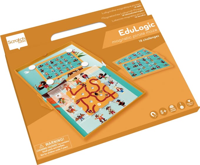 Scratch magnetisch doolhof speelgoed - PIRATE MAZE met 20 uitdagingen.