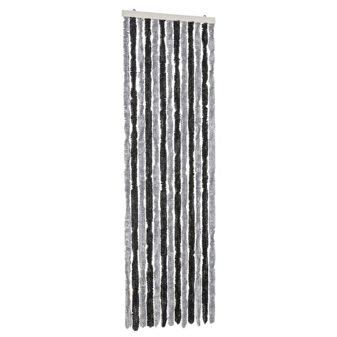 vidaXL - Vliegengordijn - 56x200 - cm - chenille - grijs - en - zwart