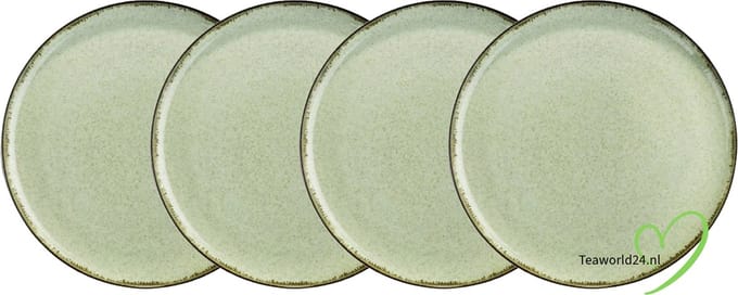Kitchen Trend Ocean dinerbord ø 24 cm zeegroen, set van 4 borden