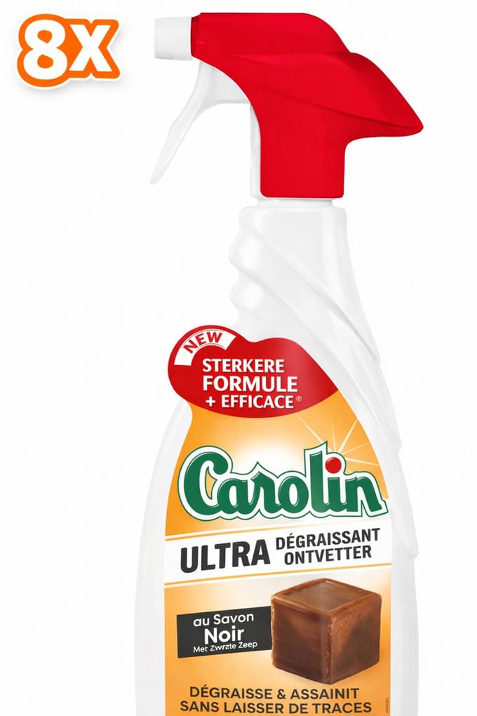 8 x Carolin - Savon Noir - Allesreiniger - Spray - 650 ml
