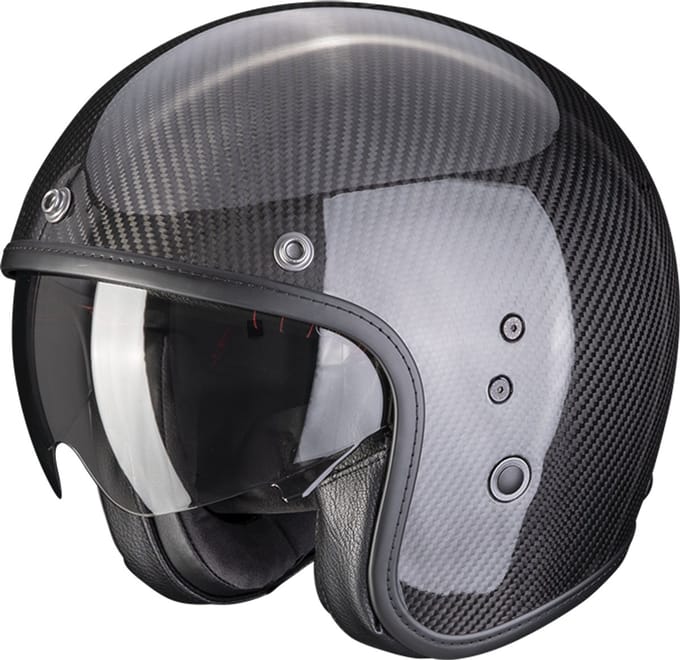 Scorpion Belfast Evo Carbon Solid Glossy Black - Jethelm - Maat XS - Motorhelm - ECE 22-06 gekeurd