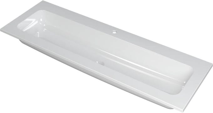 INK Faktor Wastafel Polystone Centraal met 1 Kraangat - 1400x450x15 mm - Glans Wit