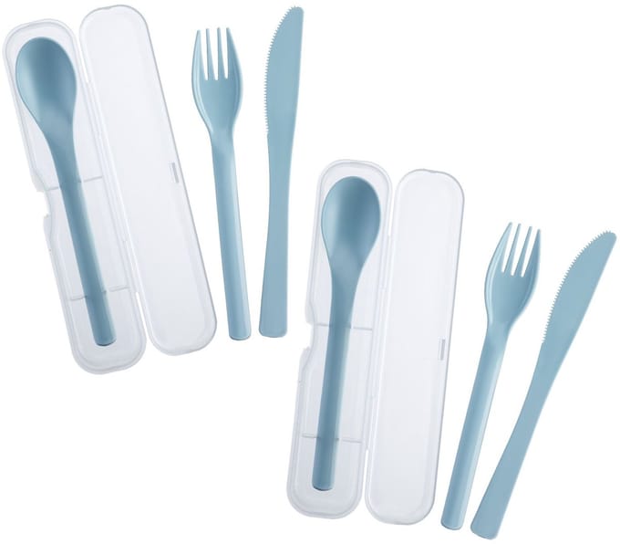 2 besteksets, elk 3-delig, blauw - 535322EB