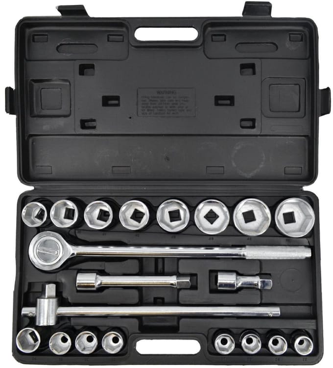 Awtools AW39021 - Dopsleutelset - 21-delig - Chroom-Vanadiumstaal - 3/4" - Met Koffer