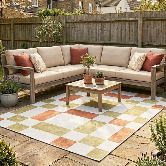 Fraai Retro buitenkleed - Pop Cubes Terracotta - 200x290cm