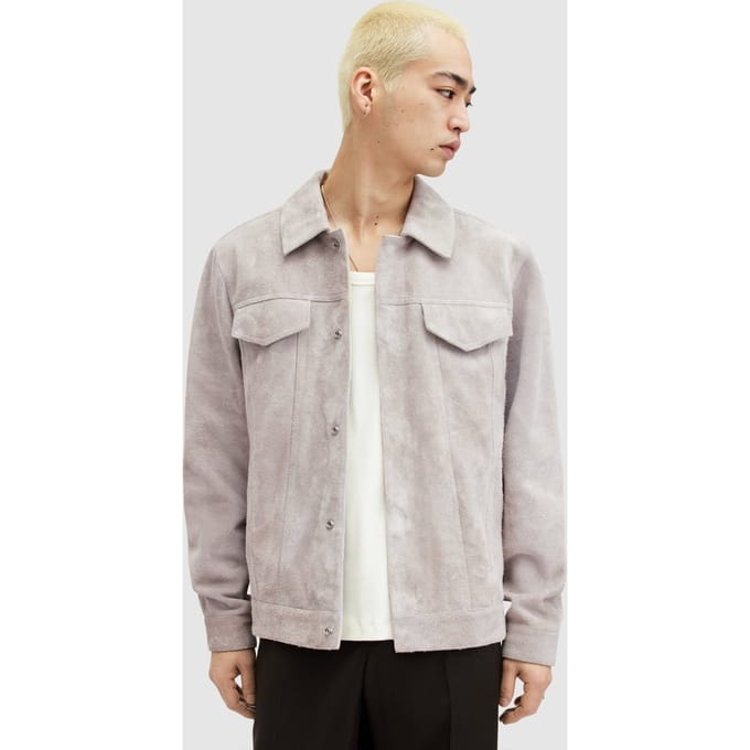 AllSaints Hopper Trucker Jacke Oatmeal White Taglia: XS | Giacche leggere Outlet | Uomo | Bianco